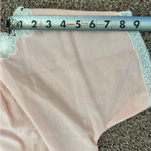 Vintage George Hatab Pink/White Lace Trim Short Sleeve Night Gown- L - Picture 8 of 9